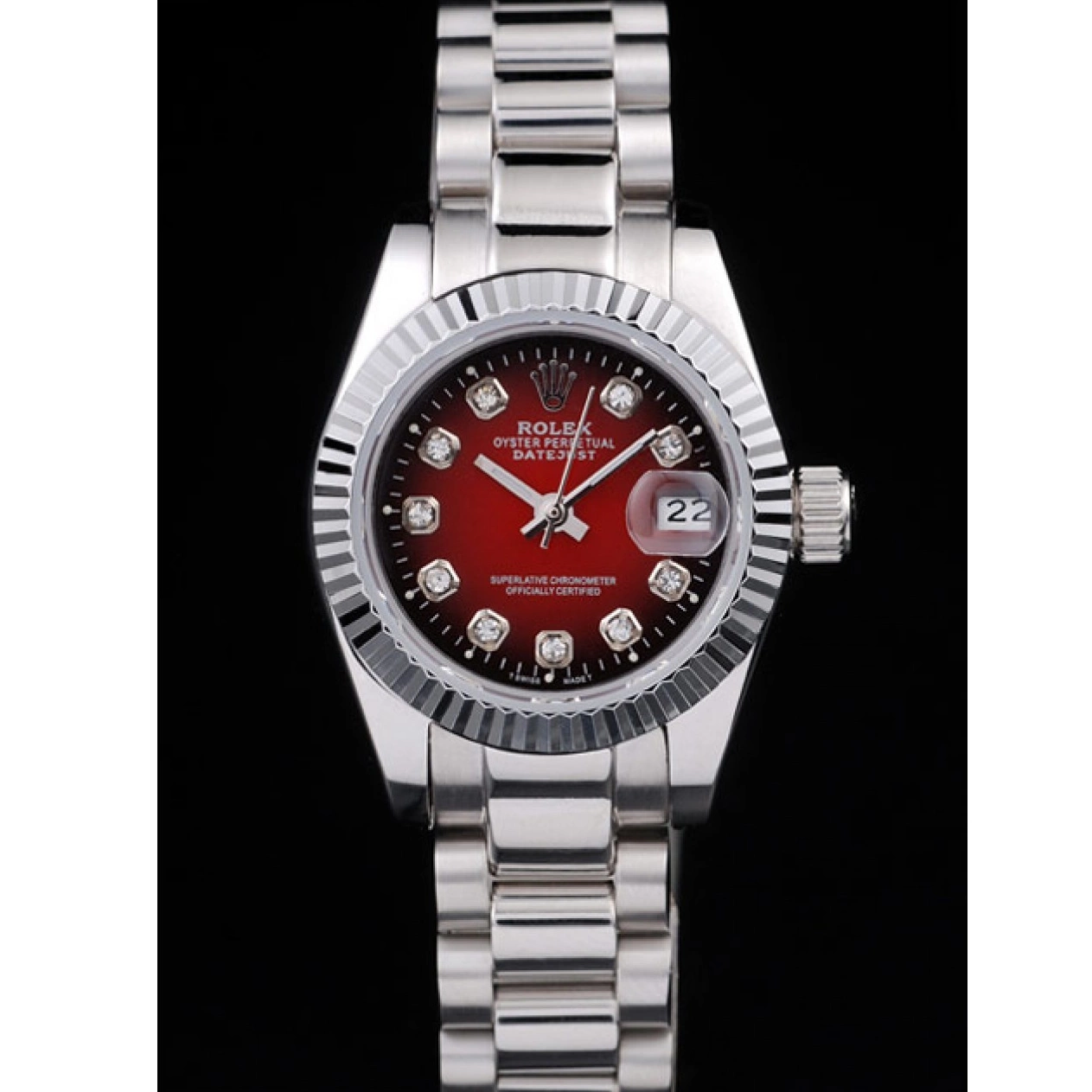 Aaa replica Stainless Datejust Polished Tone Rolex Steel Dial Two Red 0627